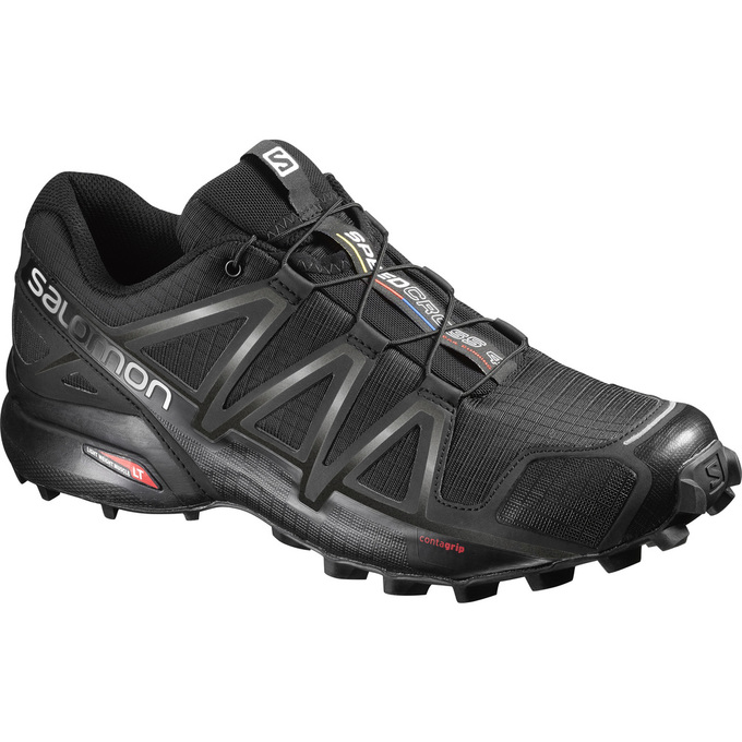 Salomon Israel SPEEDCROSS 4 WIDE - Mens Trail Running Shoes - Black (QYMT-29473)